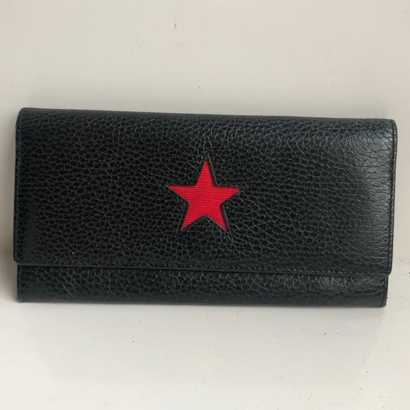 Shanghai Tang Handbags - Relisted - Shanghai Tang Black/Red Star Leather Wallet